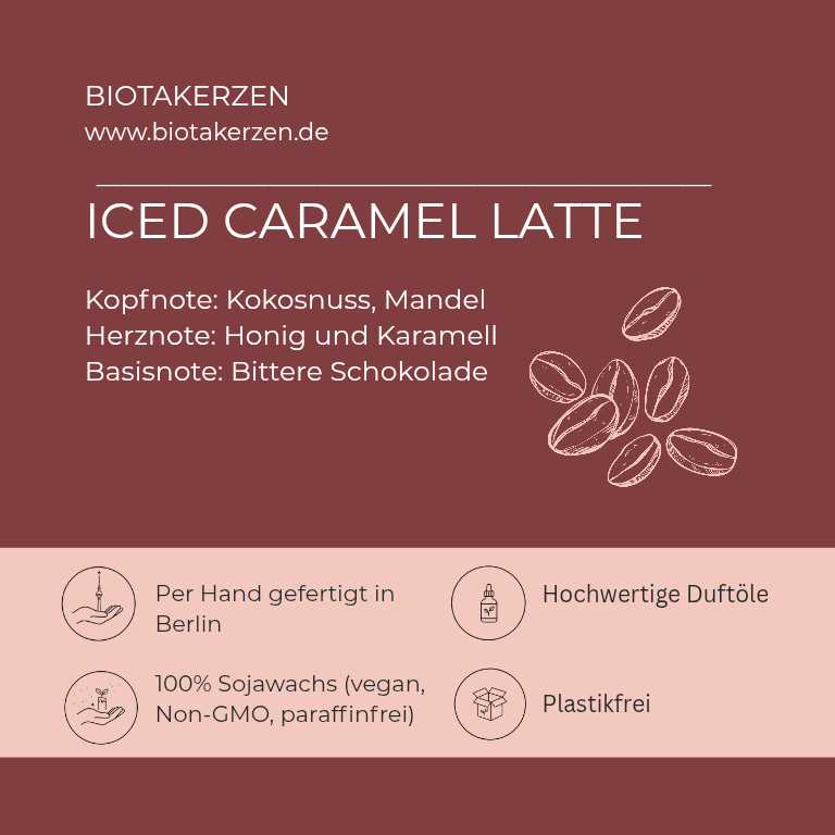 Duftkerze aus Sojawachs im Glas Iced Caramel  Latte - Kein Kaffee. Kein Berlin