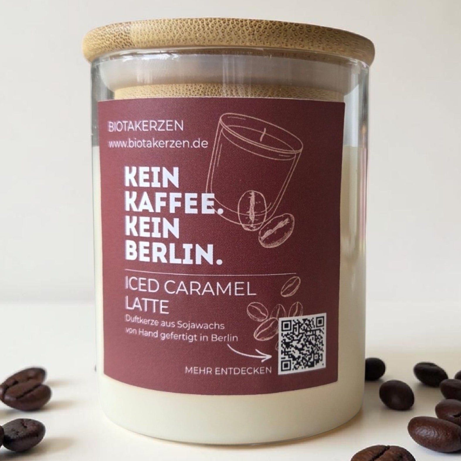 Duftkerze aus Sojawachs mit Kaffeebohnen, handgefertigt in Berlin