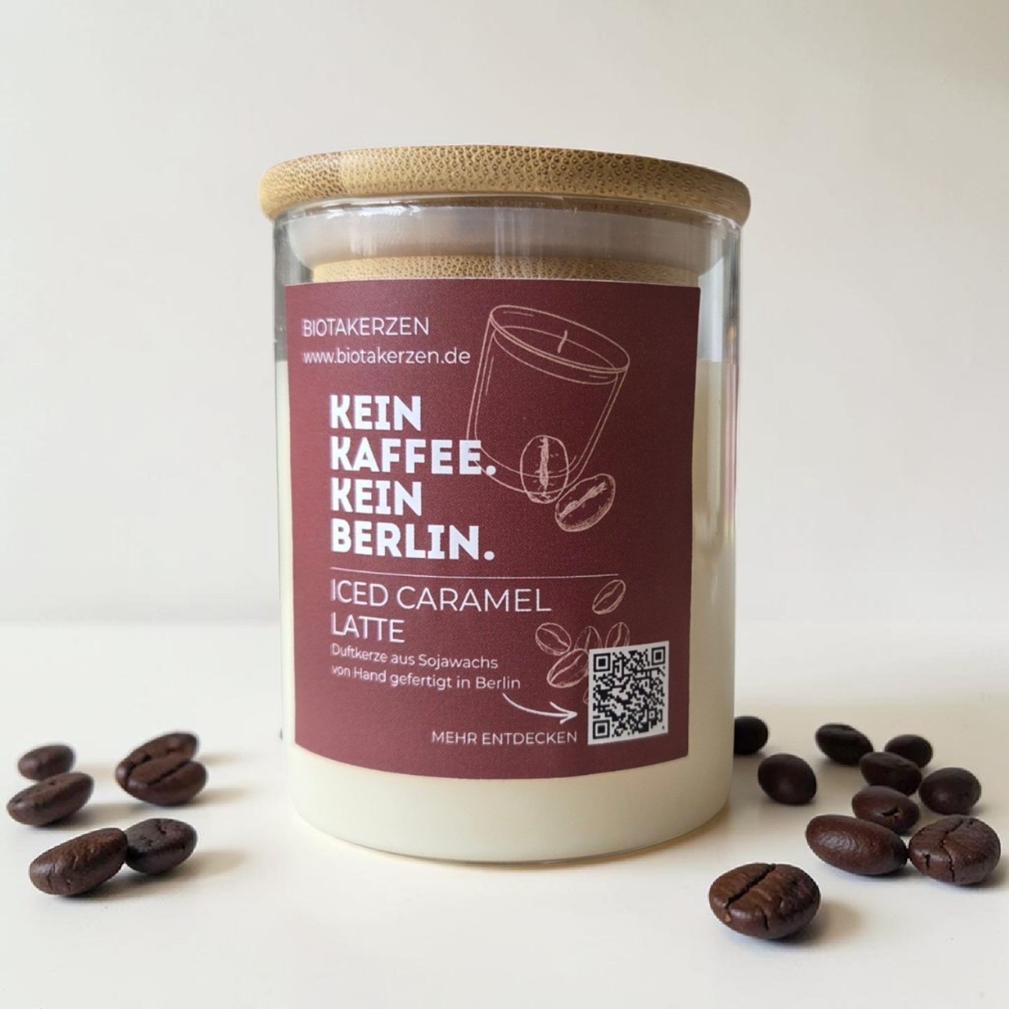 Duftkerze aus Sojawachs mit Kaffeebohnen, handgefertigt in Berlin