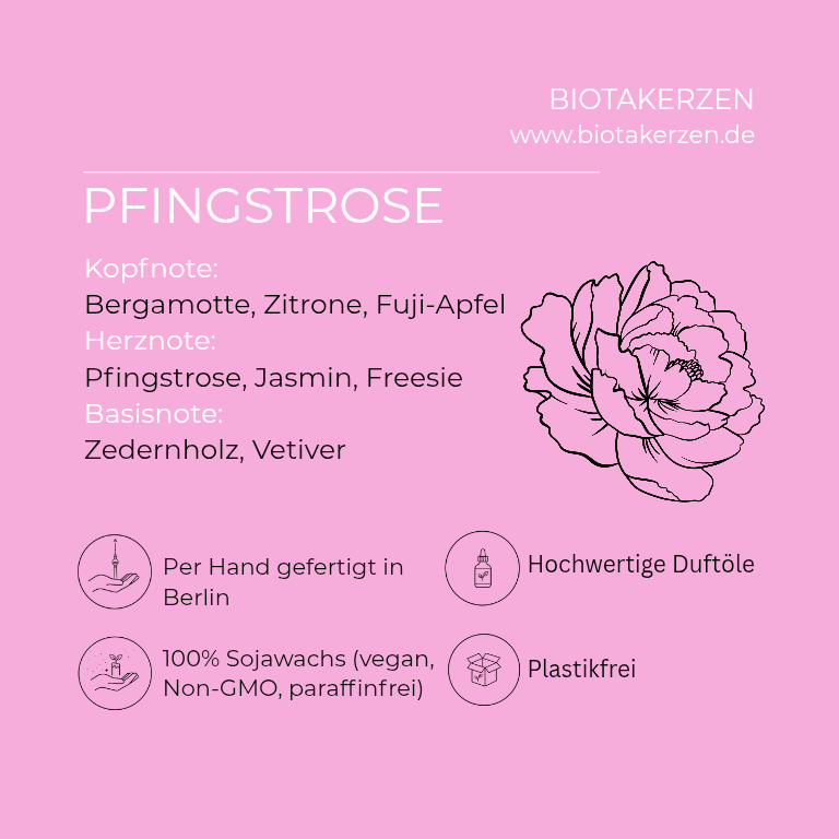 Duftkerze Pfingstrose aus Sojawachs im Glas
