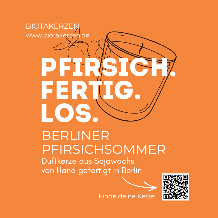 Duftkerze aus Sojawachs Pfirsichsommer in Berlin aus der Kollektion Berliner Duft