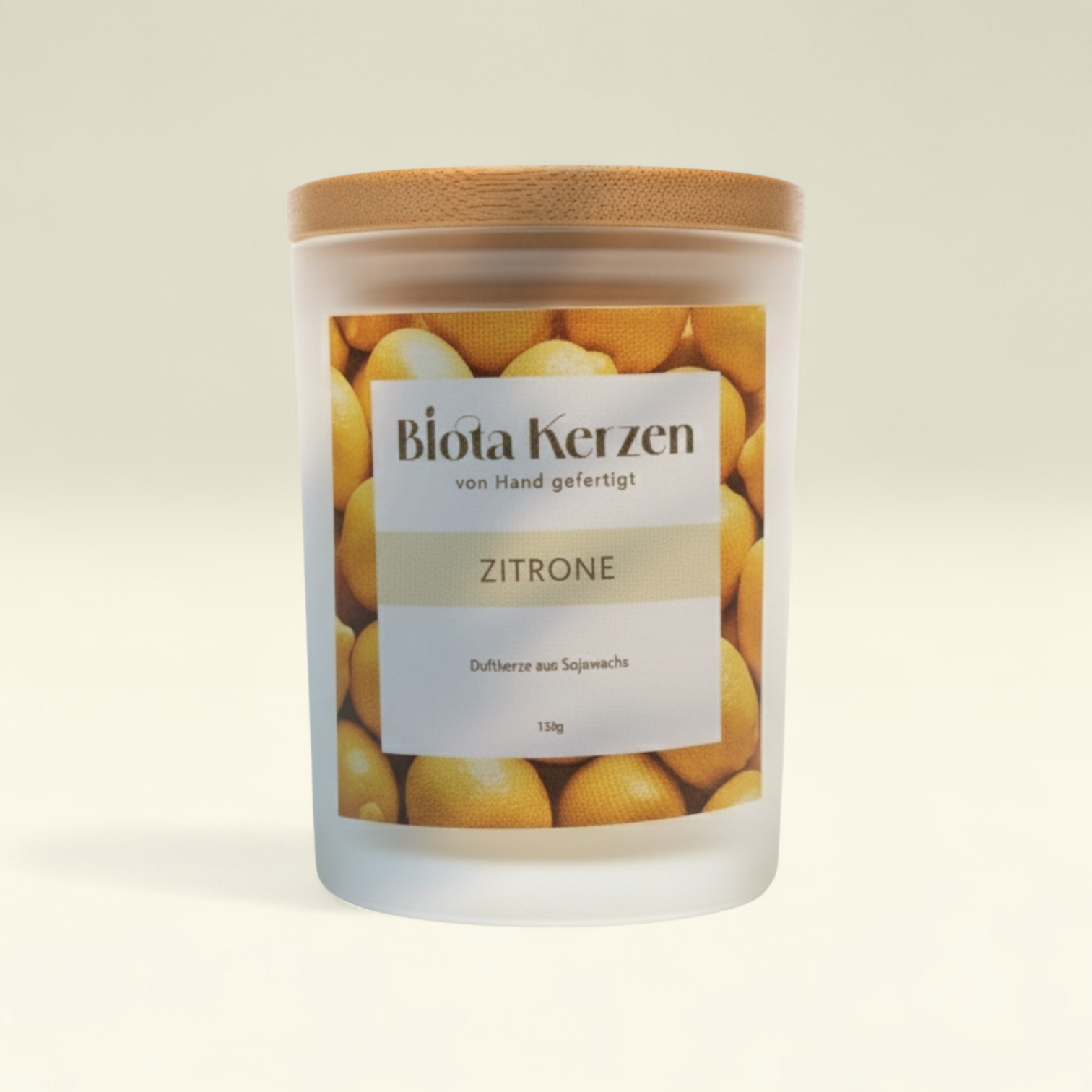 Duftkerze Zitrone im matten weißen Glas