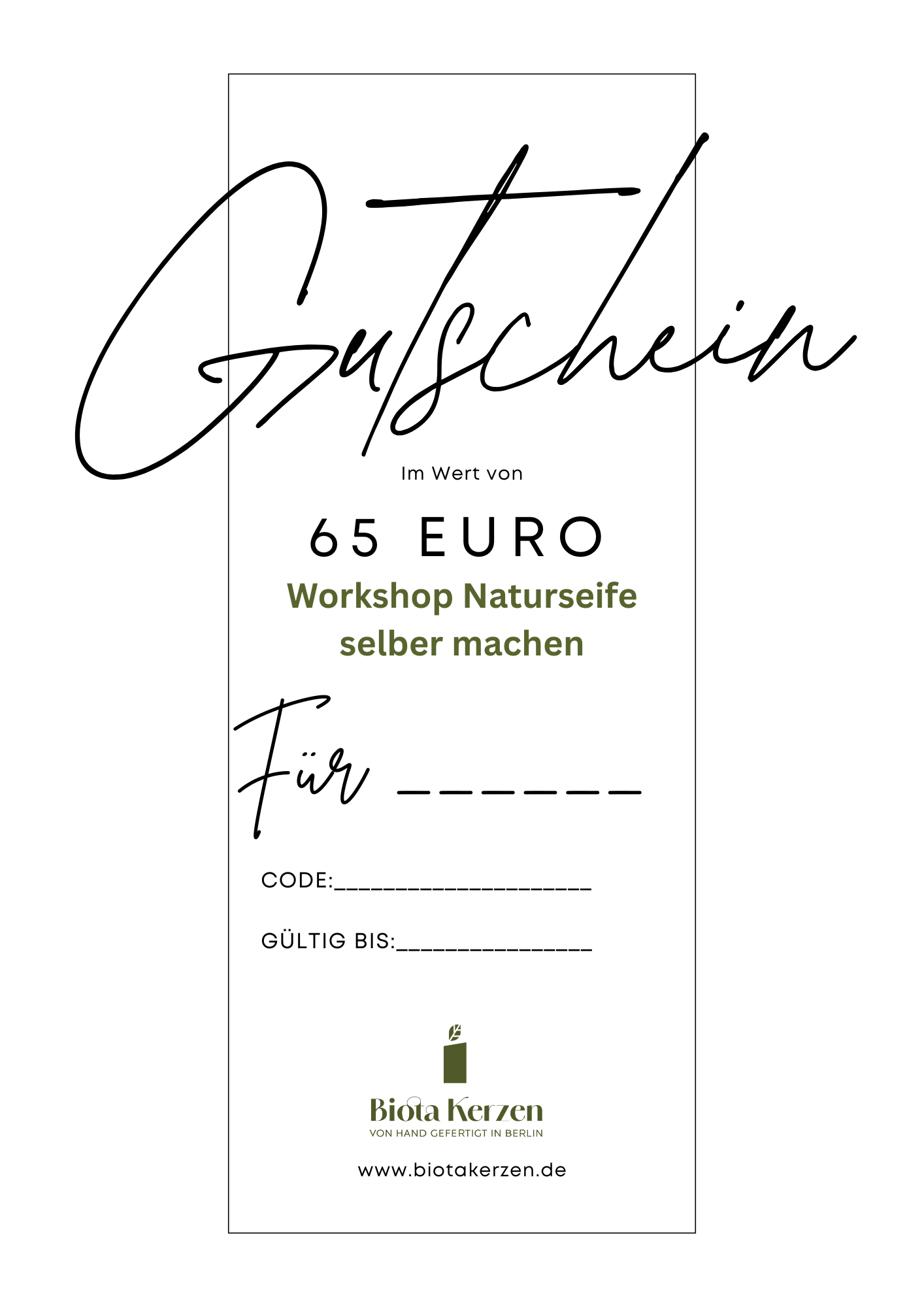 Gutschein 65eur Workshops Naturseife selber machen