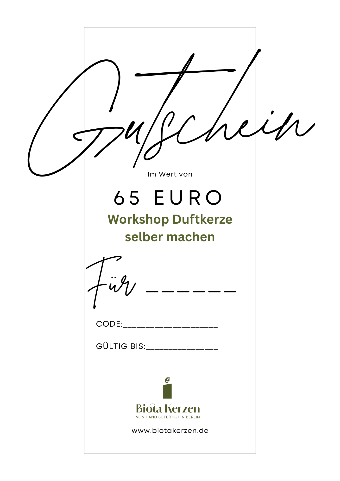 Gutschein 65eur Workshop Duftkerze selber machen