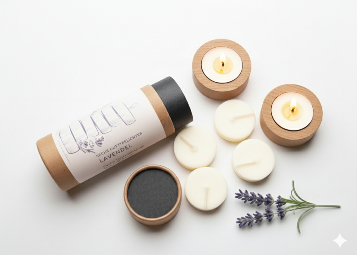 Duftteelichter Lavendel  mit Untersetzern