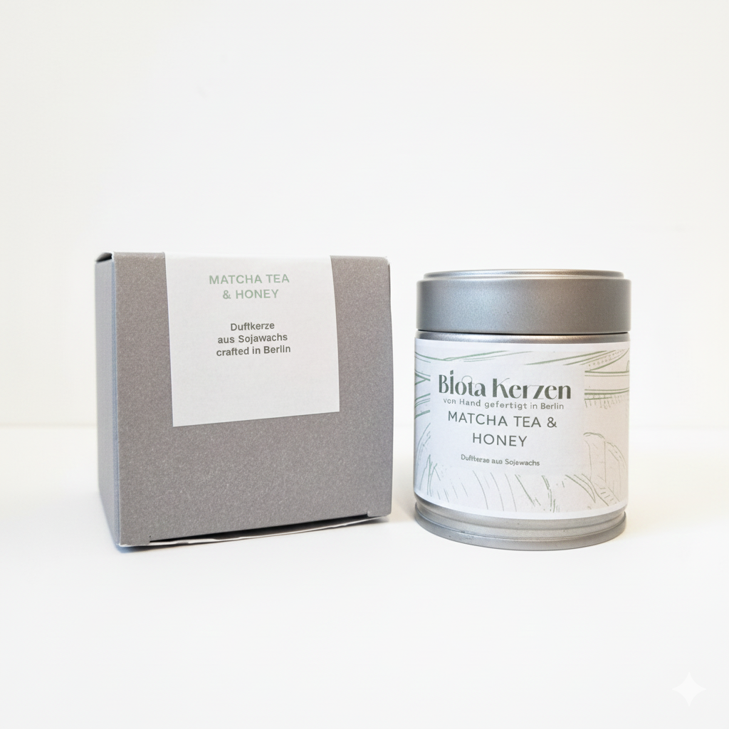 Duftkerze im silbernen Metallbecher Matcha Tea & Honey