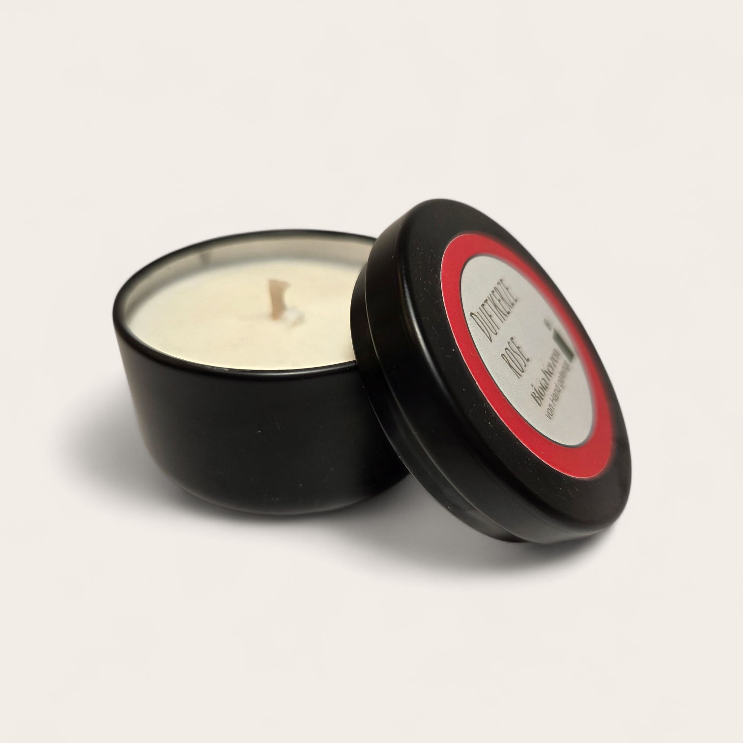 Duftkerze Rose im schwarzen Metallbehälter klein