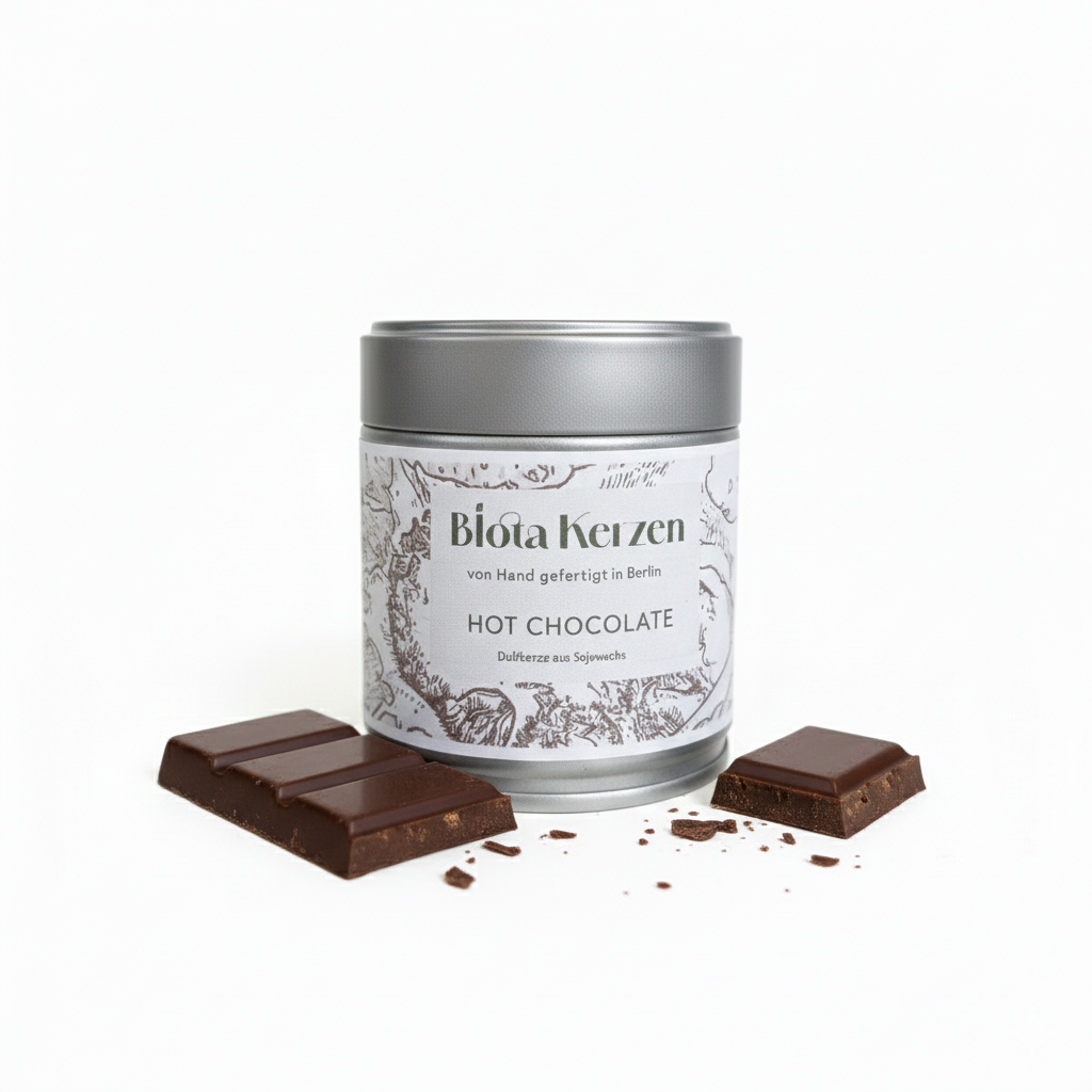 Duftkerze im silbernen Metallbecher Hot Chocolate