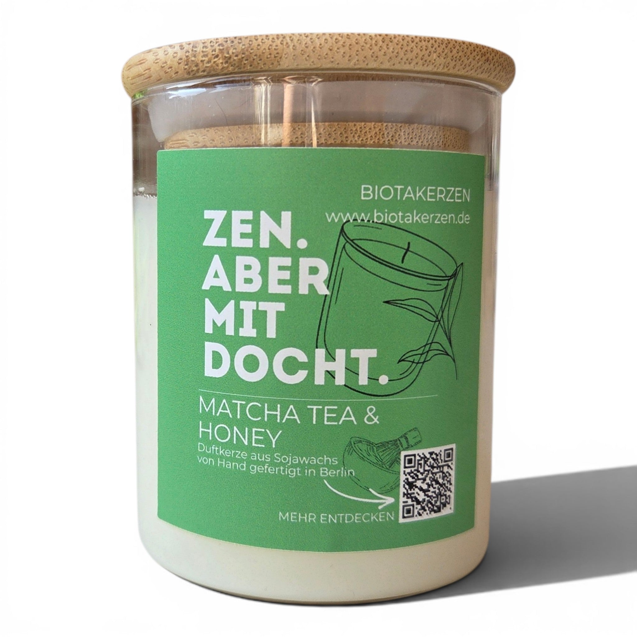 Duftkerze Matscha Tee und Honey. Zen. Aber mit Docht